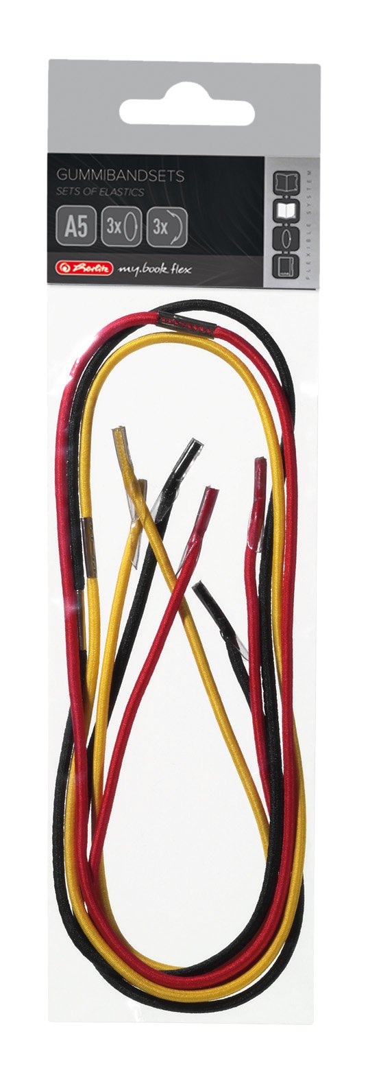 Herlitz 11366218 Rubber Band Set for My Book Flex a5 Black/Yellow/red