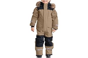 Toddler Snowsuit One Piece Boys Girls Kids Snowboard Suits Winter Faux Fur Hooded Ski Overalls Waterproof Overalls