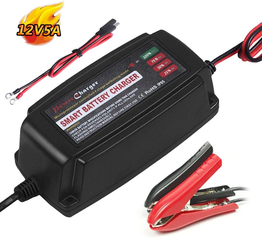 12volt 5Amp Battery Charger Maintainer 4Stage CE Approved Smart Fast