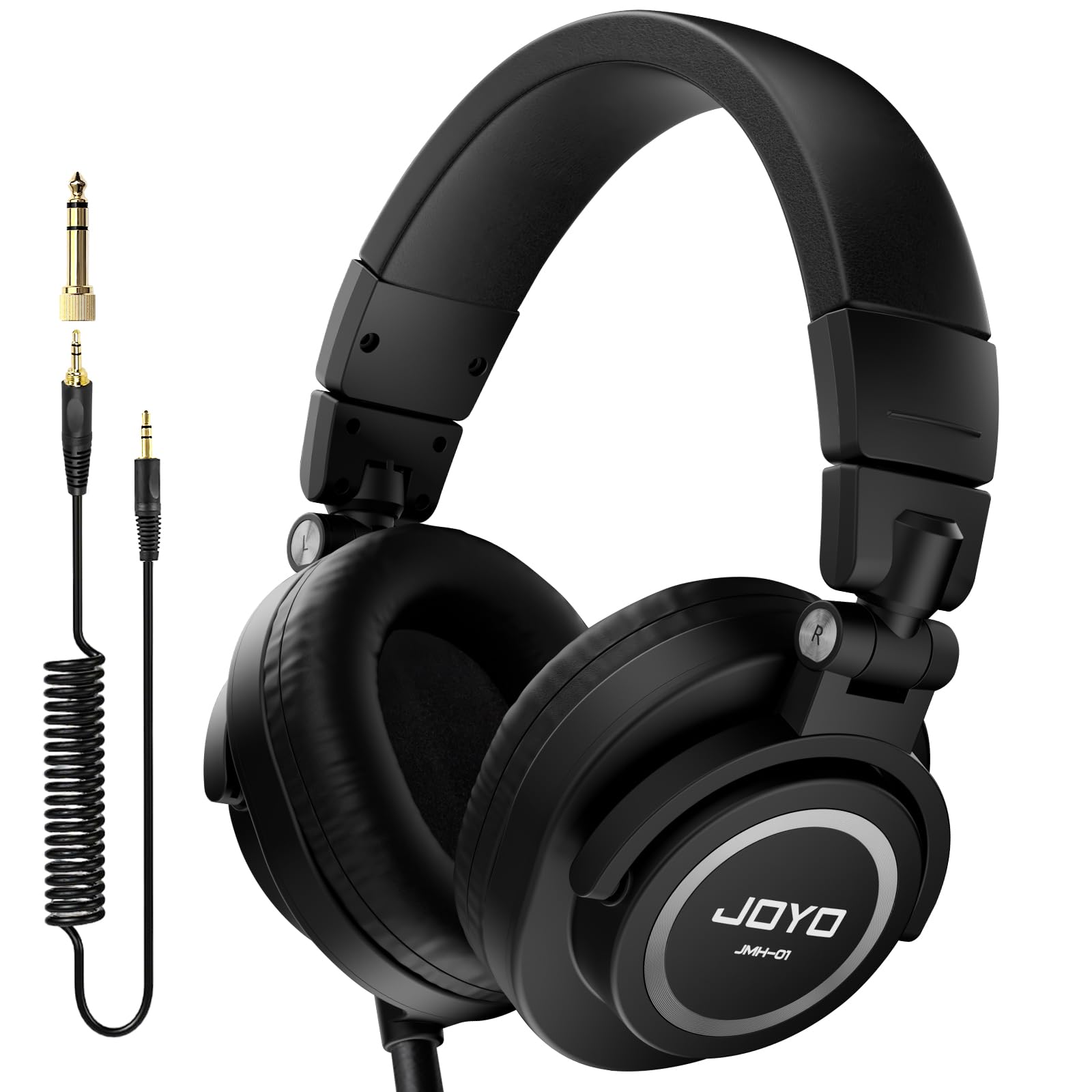JOYO Studio Monitor Headphones Wired Over Ear Audio Recording Monitor Headset Noise Isolation Deep Bass for Guitar Mixer Amplifier Podcast Microphone and Keyboard Piano (JMH-01)
