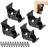 4 Pack Folding Brackets, Heavy-Duty Self-Locking Hinges with Screws, Foldable Lock Extension Support Brackets for Table Legs, Bed Legs, Workbenches &ndash; Black