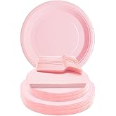 WYQJHKV Pink Party Supplies Set Include Pink Birthday Paper Plates and Napkins for Party Women(Severs 25 Guests)