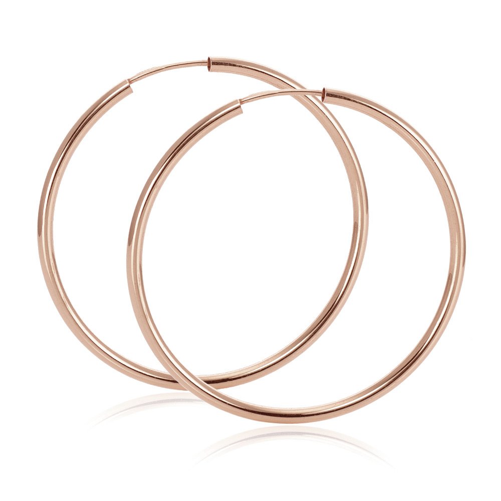 Materia Women's Creole Earrings 925 Silver Rose Gold Plated 55 mm Large Flexible in Jewellery Box Rose Unisex Necklace #SO-365_B4