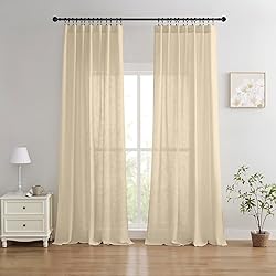 Joydeco Linen Curtains 108 Inch Length 2 Panels