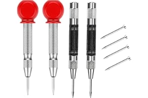 AEIMIAIDE 8 PCS Center Punch, 4 Pcs Spring Loaded Center Hole Punch with 4 Small Punch Pins for Metal, Wood, Plastic, Glass