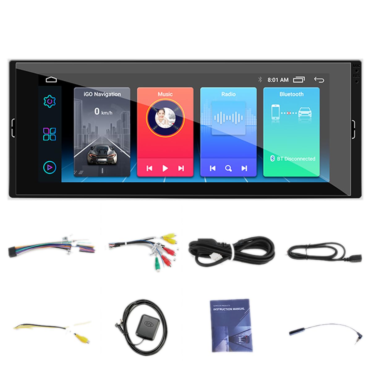 NC 1 Din Car Android Multimedia Player 6.9 Inch Touch Screen Bluetooth Autoradio Stereo Video GPS WiFi Universal 1din Auto Radio