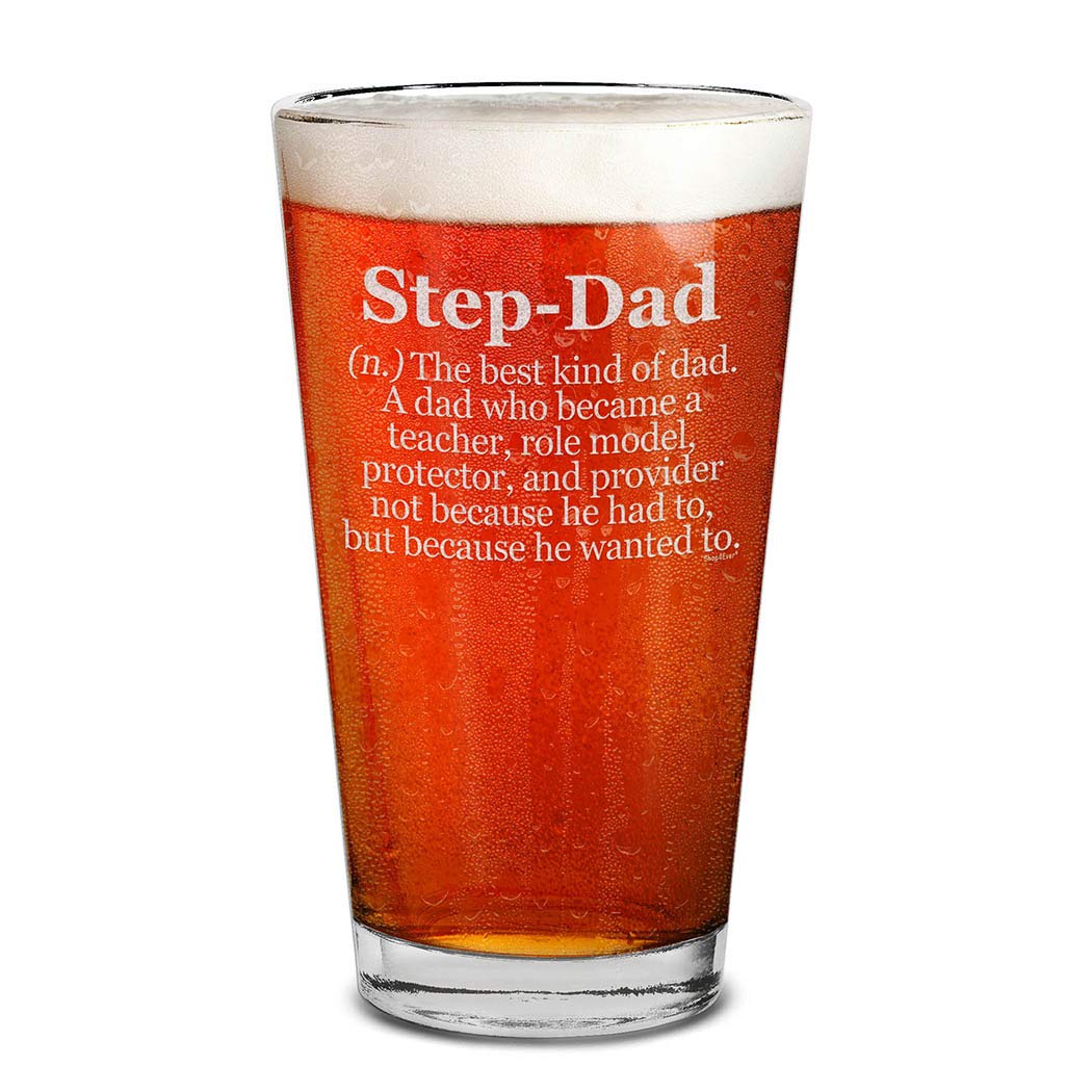 shop4ever Step-Dad Definition Beer Glass 16 oz. Laser Engraved Pint Glass Gift for Stepdad Father’s Day