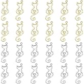 FINGERINSPIRE 24 PCS Cat Charm Pendants Hollow Cat Shape Charms 0.45x1.33inch Alloy Kitty Pendants for Jewelry Making in Platinum & Gold Color DIY Necklace Bracelet Earrings Charms with Storage Box
