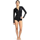 Roxy Women's Long Sleeve Zip-up Hooded Rashguard – UPF 50+ Sun Protection Quick-Dry Swim Shirt, Anthracite, Large