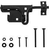 HOME MASTER HARDWARE Heavy Duty Slide Bolt Gate Latch, 1 Pack Door Latch | Metal Sliding Bolt Door Lock with Padlock Hole, Suitable for Fence, Barn, Shed, Interior, Outdoor, Included Screws, Black