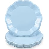 NatNarr 30 Pcs Light Blue Paper Plates 9 Inch Scalloped Baby Blue Plates Disposable Dinner Plate Party Plate for Wedding, Boy Baby Shower, Birthday, Easter Party