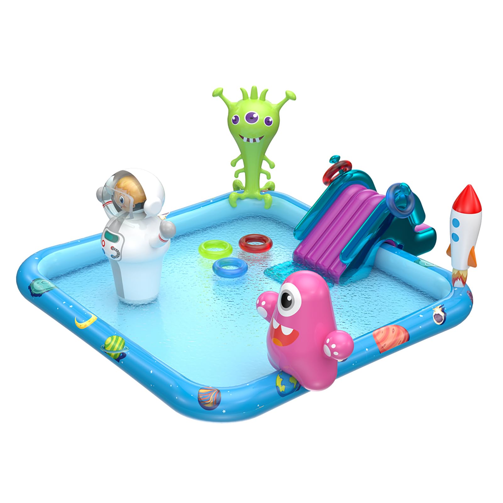 Photo 1 of DIMAR GARDEN Inflatable Kids Swimming Pool Water Slide, Blow Up Spray Pool Play Center