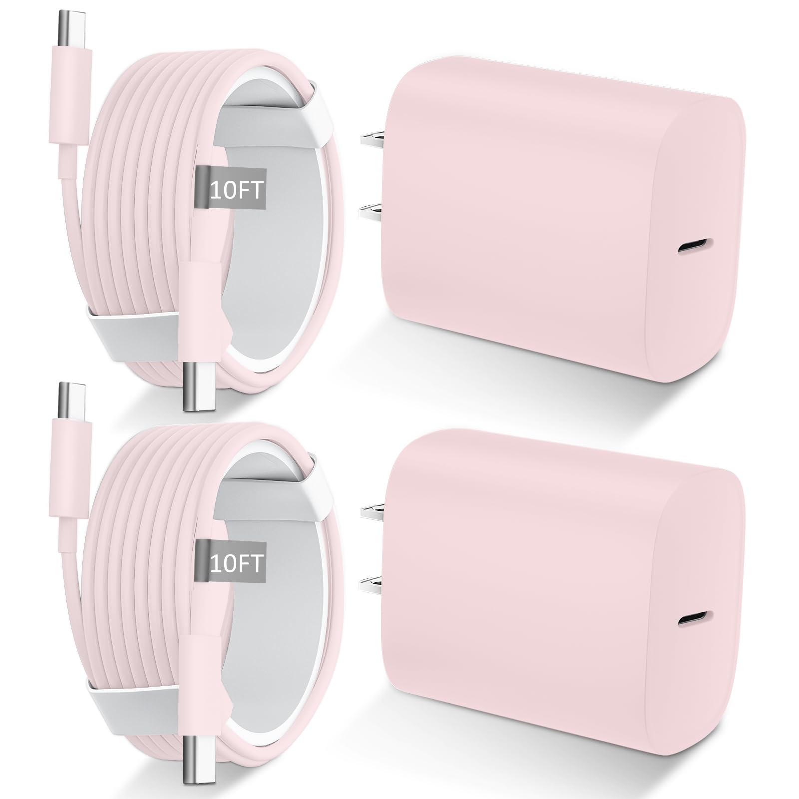 Phone 17 16 15 Charger Fast Charging Type C Chargers USB C Fast Charger Block & Phones 17 Charger Cord 10FT Long USB C Charging Cable for i.Phone 17/17 Pro/17 Pro Max/Air/Phone 16 15 Pro Max,Pink