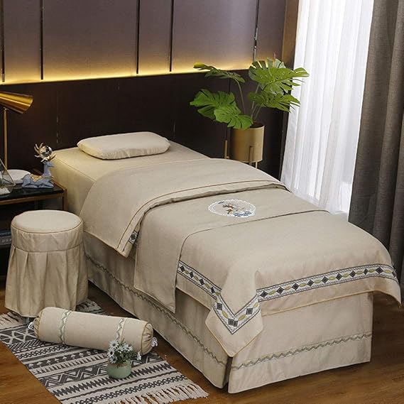 Beauty Salon Bed Skirt Bedspread, Pure Cotton Solid Color Bed Skirt