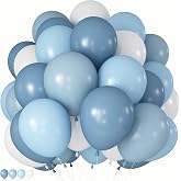 Dusty Blue Balloons, 60Pcs Baby Shower Birthday Bridal Shower Party Balloon | 12 Inch Fog Slate Baby Blue Balloons with Matte White Latex Balloon for Wedding Engagement Bachelorette Party Decorations