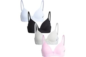 dELiA*s Girls Training Bras - 4 Pack A Cup Molded Bralette - Soft Wireless Training Bras for Girls (32A-36A)