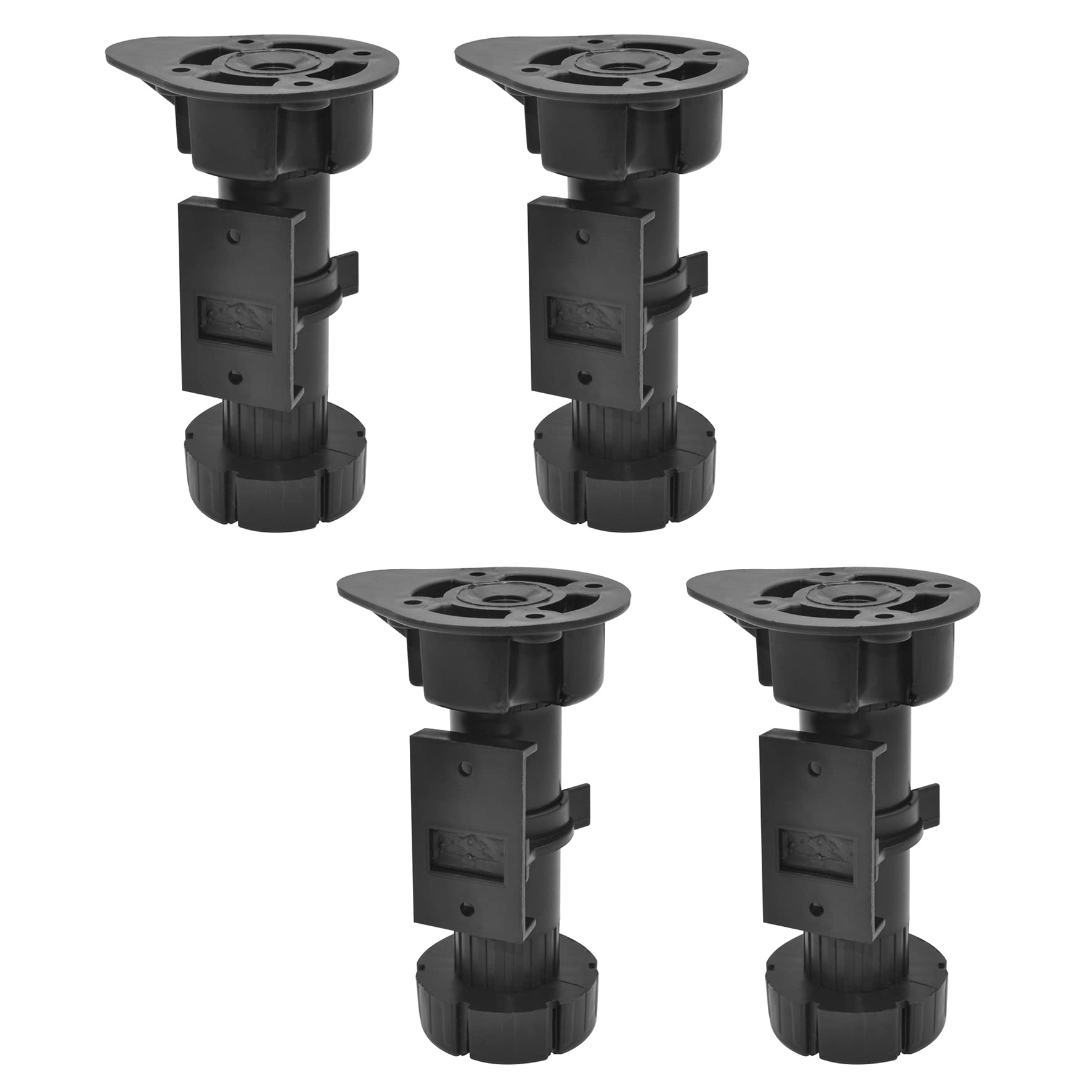 WAGNER kitchen foot/furniture foot/adjustable foot - 4pcs. set - plastic, black, diameter Ø 46 x 100-120 mm with screw-onplate - 12039500