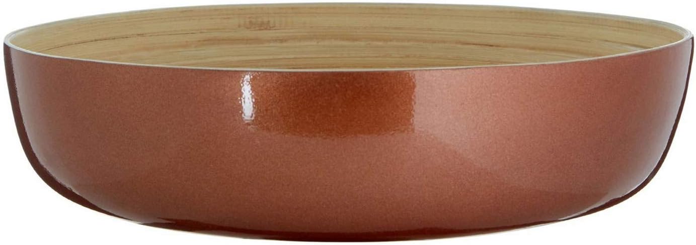 Kyoto Round Salad Bowl, Spun Bamboo, Metallic Rose Gold, H8 x W30 x D30cm