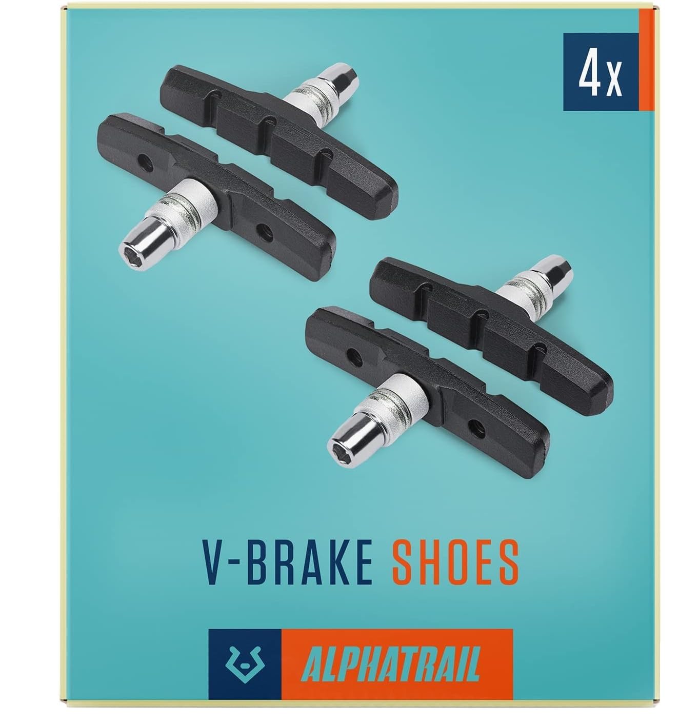 Alphatrail V-Brake Brake Pads 2 Pairs 70mm I High braking power in everyday life I Durable Brake Pad & 100% Fitting for V-Brakes of Shimano, Tektro, Avid, SRAM, XLC etc.