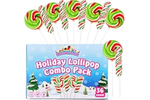 IMAGINE SPLASH Holiday Lollipop Combo Pack (36 Count) – 18 Twist & 18 Swirl Lollipops - Red, White & Green Lollipops, Individually Wrapped, Gluten-Free, Vegan, Dairy-Free Christmas Candy