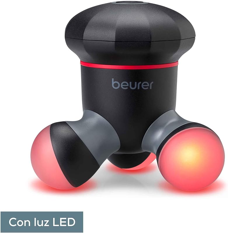 Minimasajeador MG 18, masajeador eléctrico de mano para un suave masaje con vibraciones, ideal para la espalda, el cuello, los brazos y las piernas, con luz LED, portátil, negro, 1 pieza