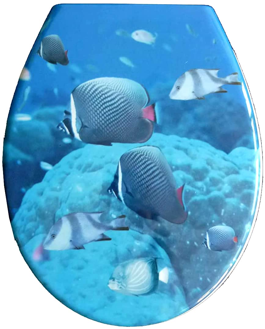 ADOB thermoset toilet seat "Fish" with soft-close-mechanism, removable for easy cleaning, 59841