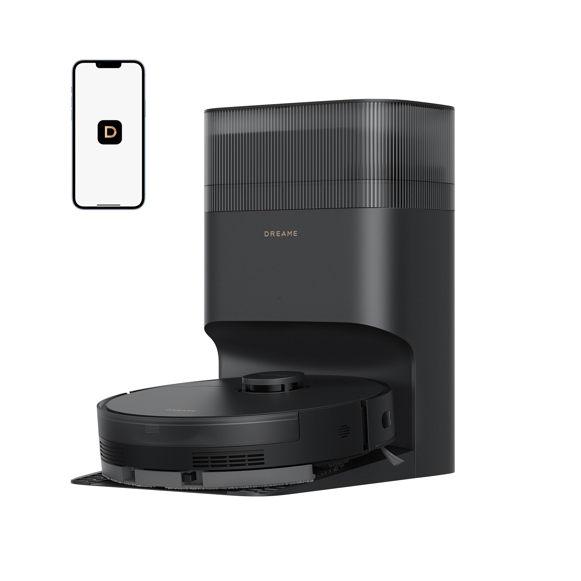 Photo 1 of DREAME D20 Plus Robot Vacuum and Mop, 13,000Pa Suction, Self-Emptying with 5L Dust Bag, DuoBrush for Pet Hair, LDS Mapping, App & Voice Control, Ideal for Hard Floors & Carpets (Black)