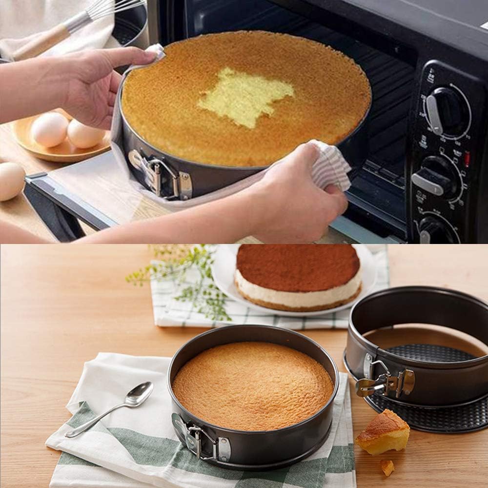 Springform Pan Set（6 8 10 inches） 3 Pieces Nonstick Cake Pan Bakeware Set Cake Mold with Removable Bottom - Black: Kitchen & Dining