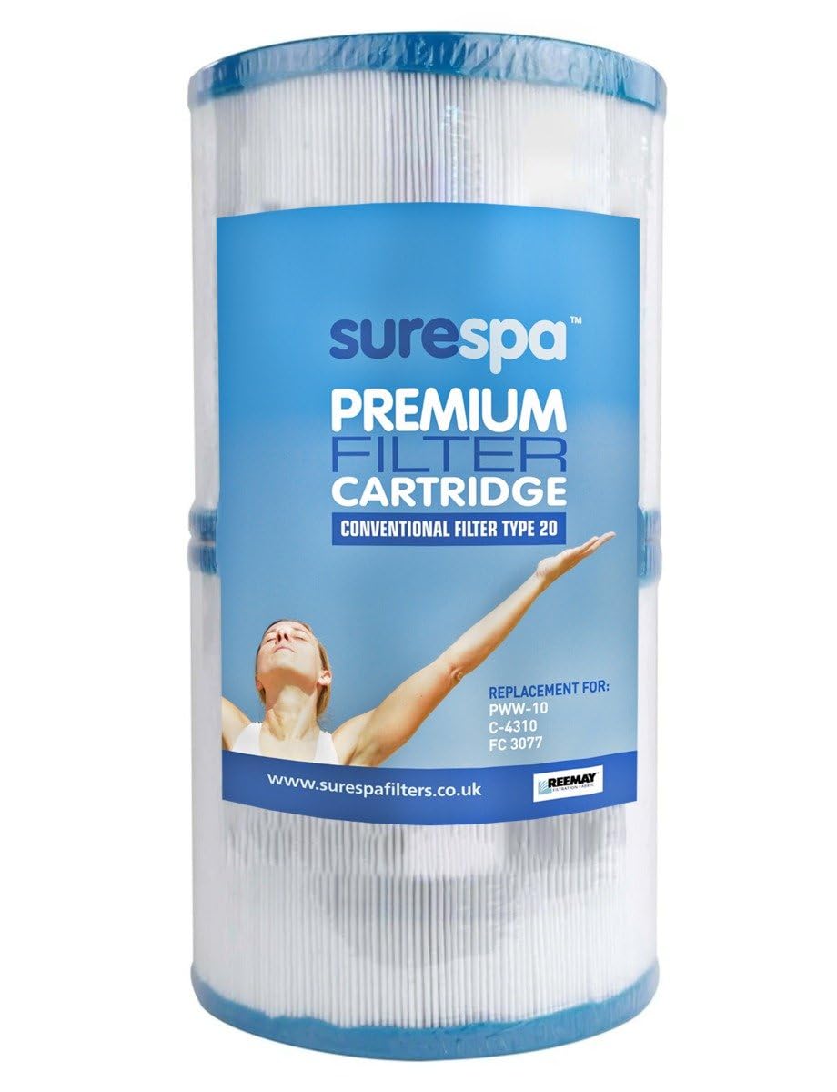 Surespa Hot Tub Filter Pair - Replaces Unicel C-4310, Pleatco PWW10, SC750, Darlly 40101, Magnum WW10 10 sq ft Hot Tub Filter Type 20…