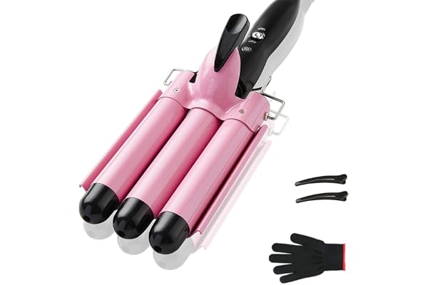 3 Barrel Curling iron Hair Waver, TOP4EVER 25mm Professional Ceramic Hair Curler with Two Temperature Control, Fast Heating 1