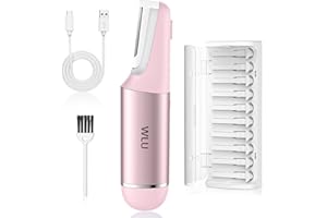 WLU Dermaplane Razor for Women Face with 10 Replaceable Blades, Dermaplaning Tool for Face to Remove Facial Hair & Peach Fuzz, Sonic Dermaplaning Tool for Women, Dermaplane Razor(Pink)
