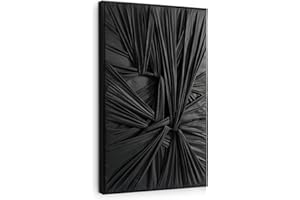 SAFERRYHOME Black Abstract Textured Minimalist Wall Art - 3D Contemporary Dimensional Home Office Living Room Modern Wall Decor Canvas Framed - 24"x36"