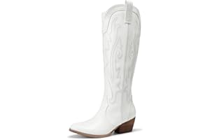DREAM PAIRS Womens Cowboy Cowgirl Knee High Boots Comfortable Pull-On Chunky Heel Embroidered Western Retro Tall Boots with S