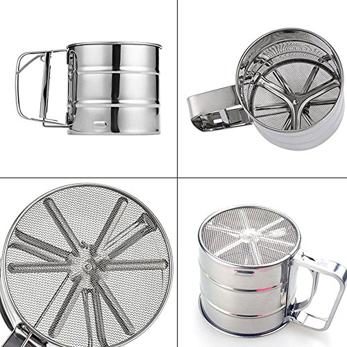 Pawaca Big Capacity Stainless Steel Flour Sifter 13 Ounce, Food-Grade Mesh Sieve with Measuring Scale Mark, Lead Free, No Plating, Rustproof, Baking Shaker for Icing Coffee Powder Dusting, and More - Thumbnail 3