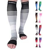 Doc Miller Open Toe Compression Socks for Women & Men 20–30 mmHg, Toeless Knee High Leg Sleeves for Support, Pain Relief, Swelling, Varicose Veins, Nurses & Pregnant Women, 1 Pair