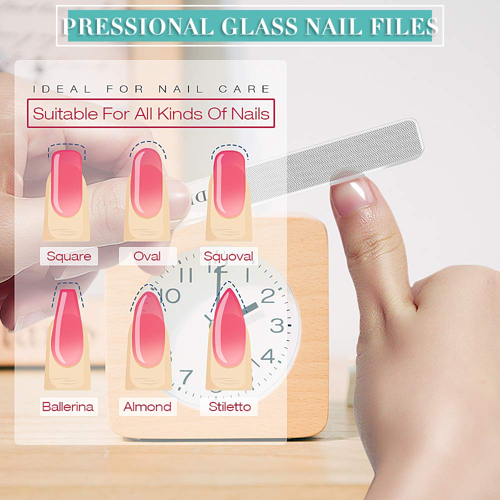 Glass Nail Shiner - 2PC Upgrade Nano Nail Buffers Glass Nail File Crystal Shine Polisher for Natural Nails, DR. MODE Professional Manicure Tools Kit for Acrylic Nail Care : Beauty