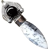 Natural Russian Dentritic Agate, Black Onyx 925 Sterling Silver Pendant 55mm