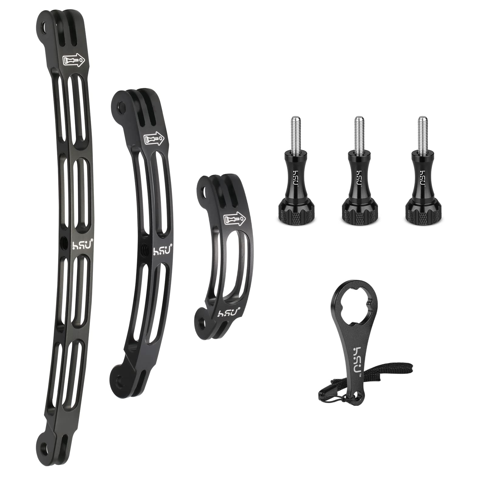 HSU Aluminum Curved Mount Kit for GoPro, Curved Extension Arms for Hero 13/12/11/10/9/8/7/6/5/4/3 and Most Action Cameras