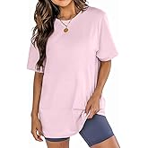 YOKVAN Womens Oversized Boyfriend Tee Shirts Short Sleeve Trendy Crew Neck Loose Workout Tee Casual Summer Tops Cotton