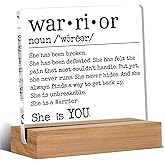 Inspirational Gifts for Women, Warrior Definition Gift, Cancer Care Gifts for Women, Home Office Decor Acrylic Sign, 4 x 4 Inches