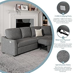 ERYE 129.5" L-Shaped Sectional Sofa W/Pull Out