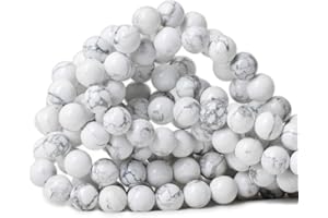 CHEAVIAN 10mm 35PCS Natural White Howlite Gemstone Round Loose Stone Beads for Jewelry Making DIY Crafts Design 1 Strand 15"