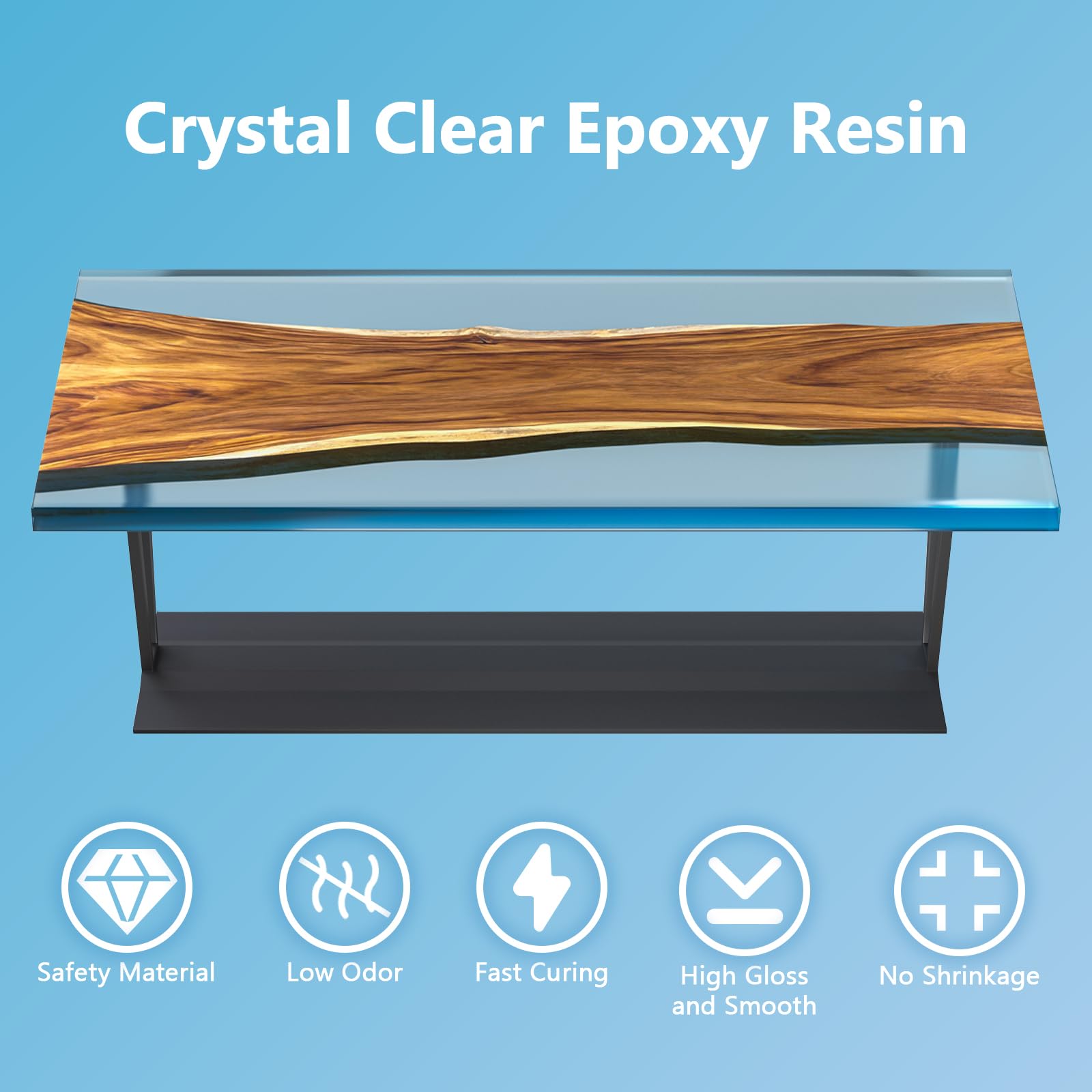 OcePor Epoxy Resin-1 Gallon, Crystal Clear Epoxy Resin Kit, No Yellowing No Bubble Art Resins Casting Resin for Art Crafts, Jewelry Making, Wood & Resin Molds(0.5 Gallon x 2)