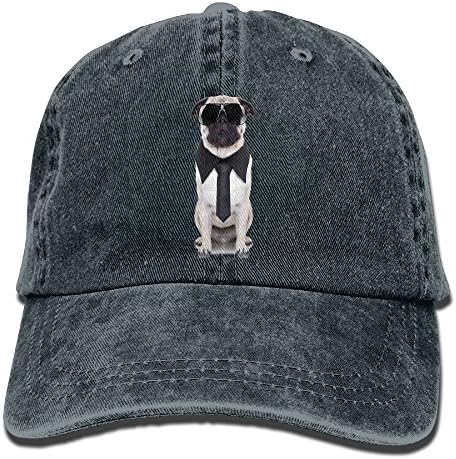 Pmaoutzl6468 Cool Looking Dog Tie and Big Fancy Black Sunglasses Funny Canine Anima Casual Cowboy Hat Hat Navy