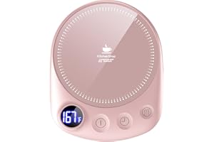 KitchekShop Coffee Mug Warmer - Fastest Heating & Highest Temperature, Coffee Cup Warmer for Desk Auto Shut Off, 4 Temp Settings & 1-12H Timer, Smart Electric Beverage Warmer for Coffee, Tea (Pink)