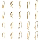 Craftdady 20pcs Cubic Zirconia Earring Hooks Clear Crystal French Ear Wire 18K Gold Plated Fish Hooks with Horizontal Loop for DIY Earring Jewelry Making 8.5-21.5 mm