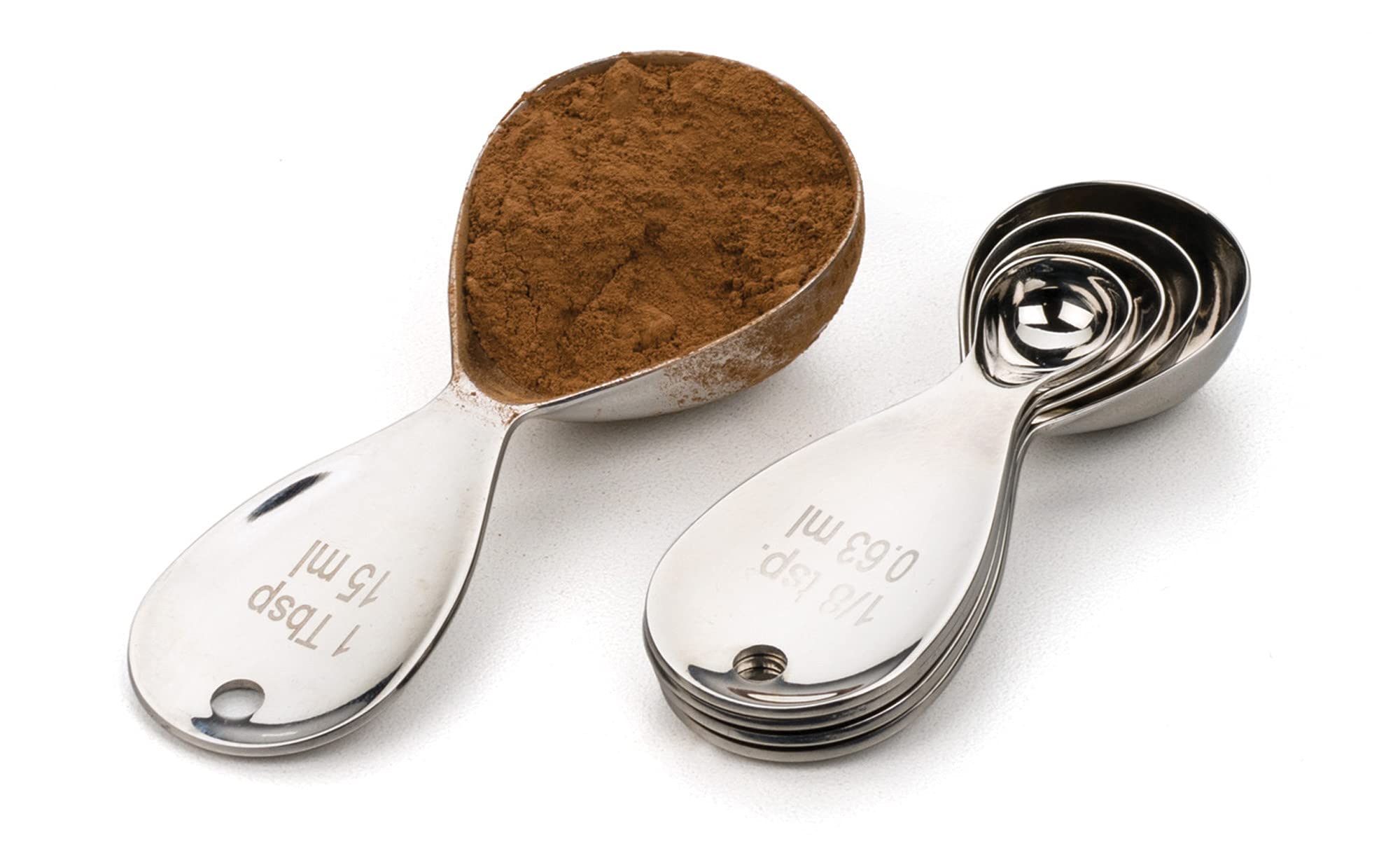 RSVP International Endurance Kitchen Collection Measuring Tools, Dishwasher Safe, Teardrop, 5 Piece, Stainless Steel