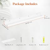 Lifewit Floating Shelves 61cm White Acrylic 2 Pack Wall Shelf U Shape view 3