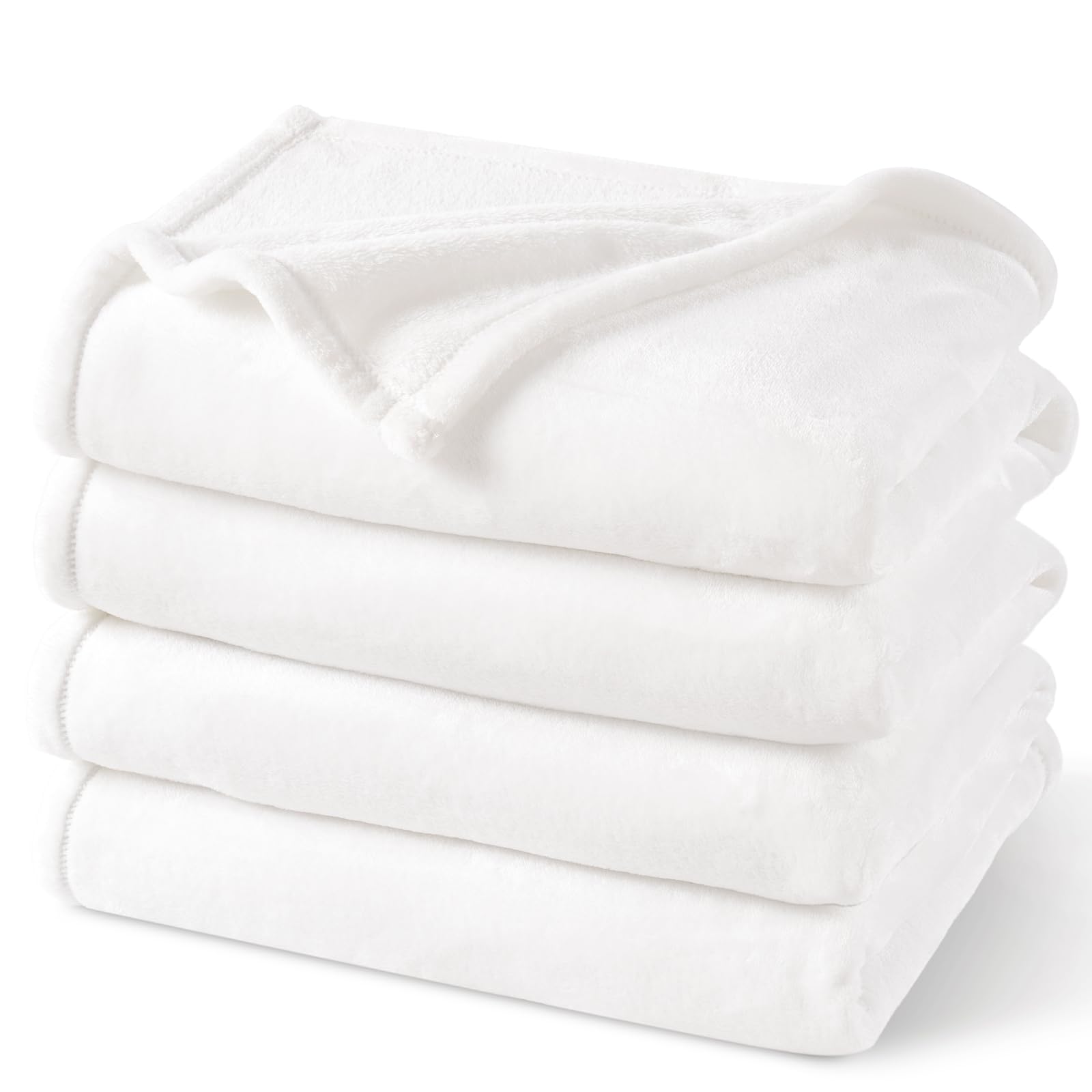 PHF Ultra Soft Fleece Blanket Super King Size 230x270cm, No Shed No Pilling Luxury Plush Cozy Flannel 280GSM Lightweight Throw Blanket for Bed, Couch, Chair, Sofa Suitable for All Season, White