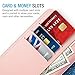 LG G6 Case, Maxboost Wallet Protective Case with Hand Strap for LG G6 [Folio Style] Convenient Stand Feature PU Leather LG G6 Flip Cover with Card Slot and Side Pocket Magnetic Closure – Rose Gold